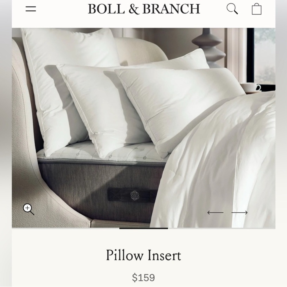 Boll & Branch White Pillow Insert
